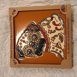 Pug Hand Glazed Decorative Tile